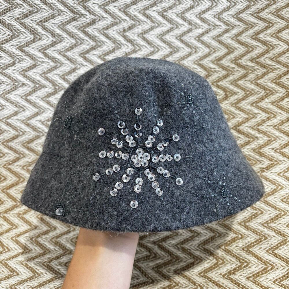Croft & Barrow Women's Wool Blend Sequin Bucket Hat Grey Adult One Size